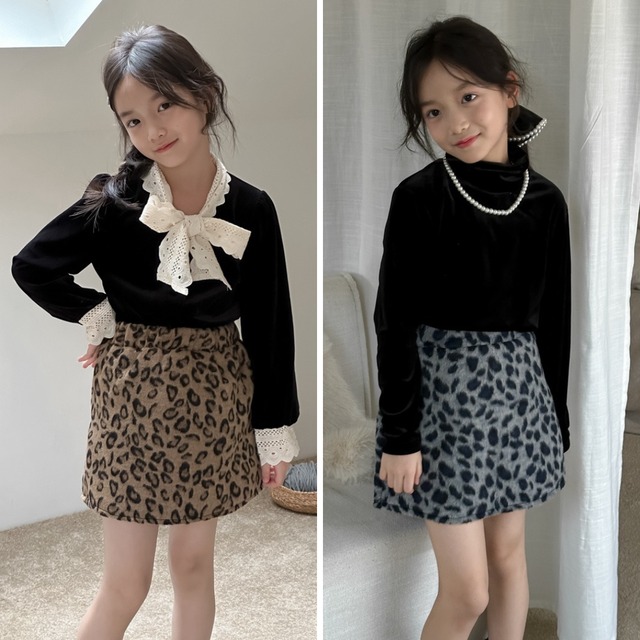 韓国風レオパード柄ミニスカート