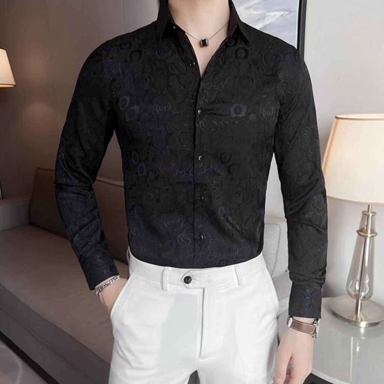 slim fashion printed shirt tops 00255