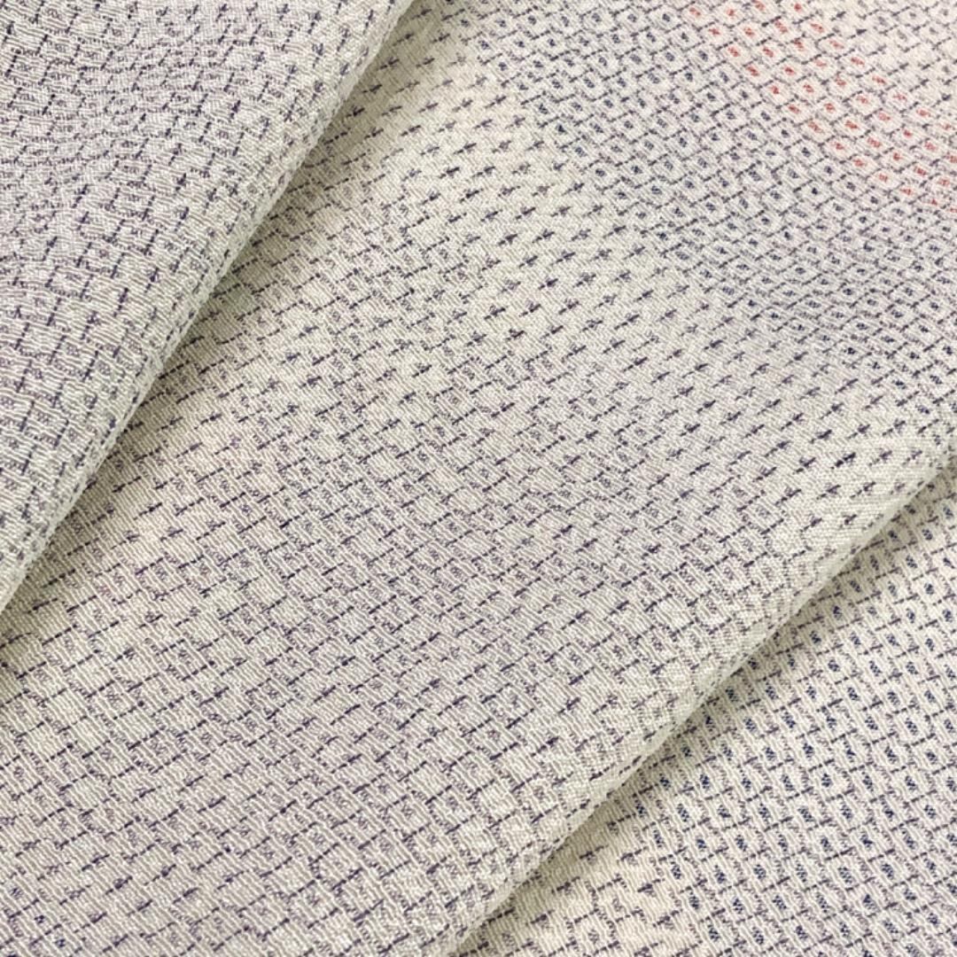 単衣 塩沢紬 亀甲 四角に麻の葉模様 白練色 K-5256 単衣 塩沢紬 亀甲 四角に麻の葉模様 白練色 K-5256 着物 きもの