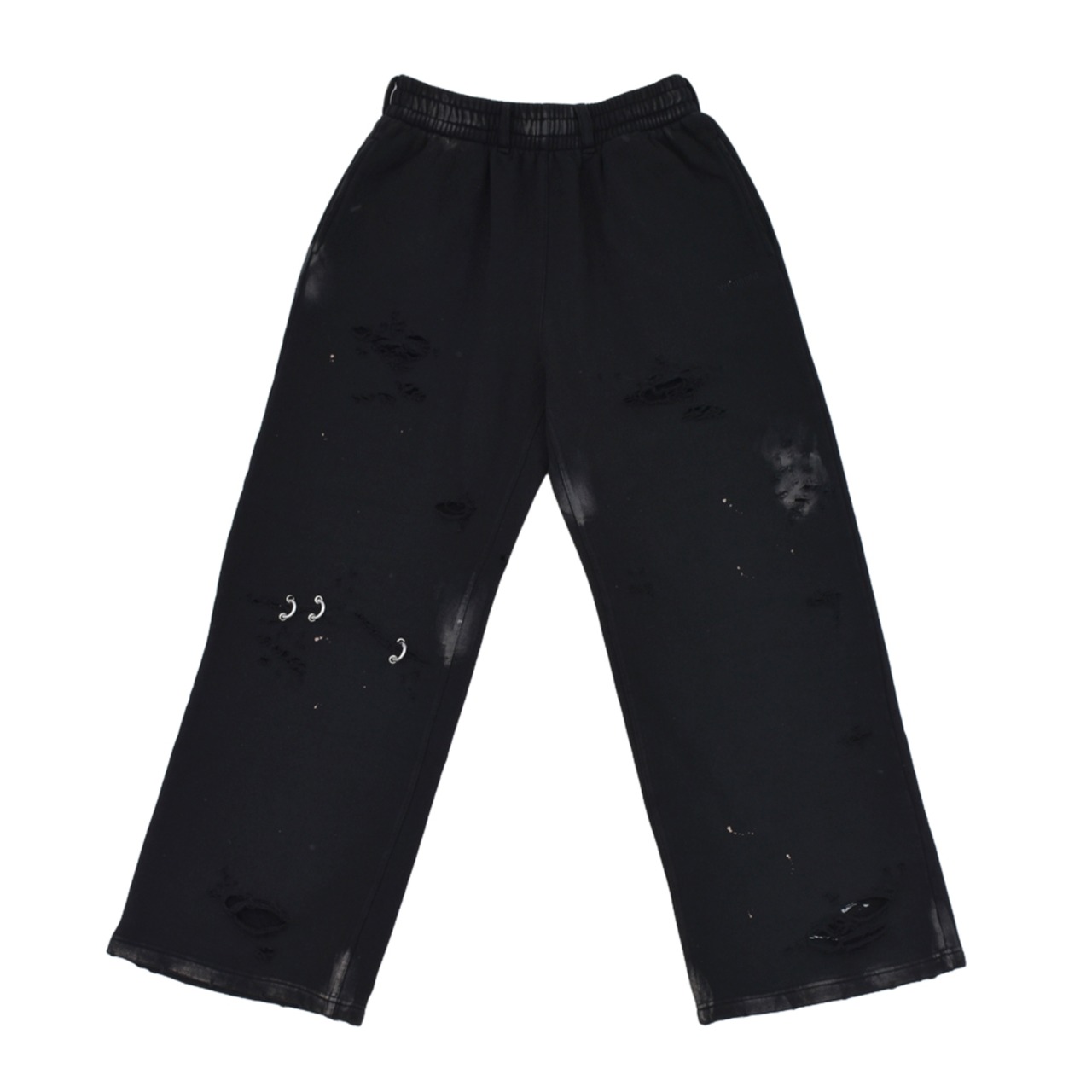 【WE11DONE】BLACK PIERCING DETAIL JERSEY JOGGERS - 1