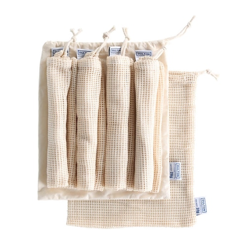 5 COTTON MESH BAGS WITH POUCH　5 コットン メッシュ バッグ ウィズ ポーチ