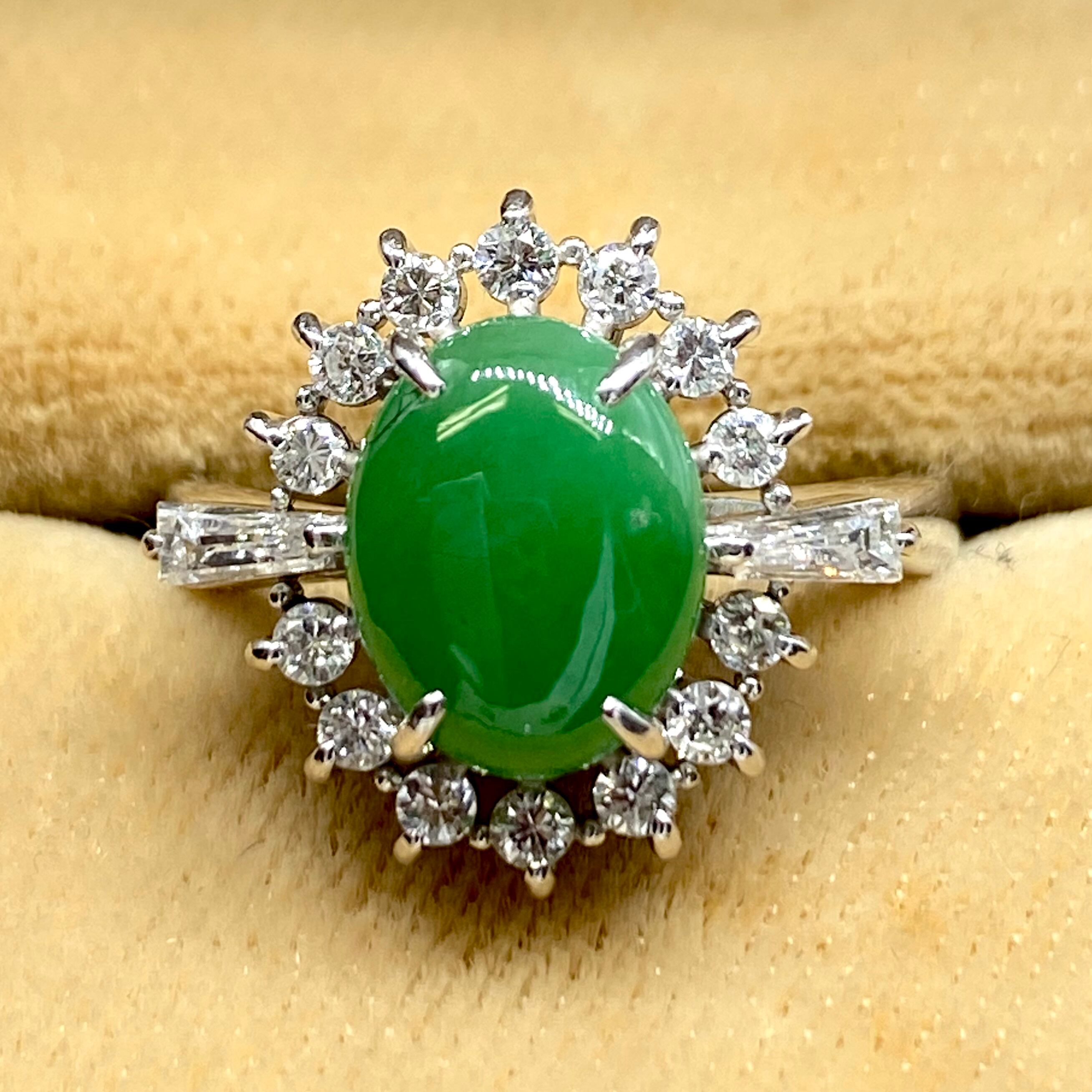 本物保証】 鑑付 超美品 リング 指輪 プラチナ Pt900 翡翠 ひすい  