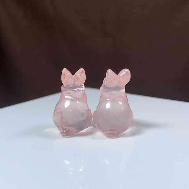 5.超透明☆モザンビーク産ローズクォーツ・うさぎさん