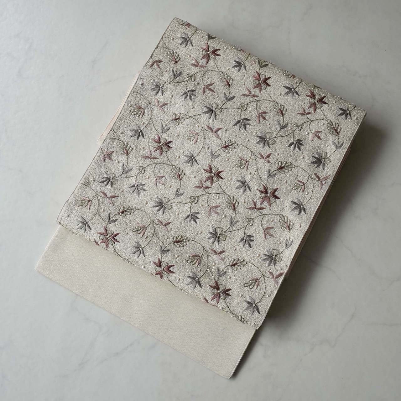 【ふくろ帯】華唐草文 ビーズ刺繍ふくろ帯