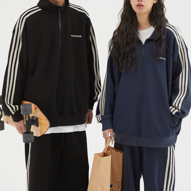 ★SIDE CONTRAST STITCH STAND COLLAR SPORTS JACKET　　　A0526