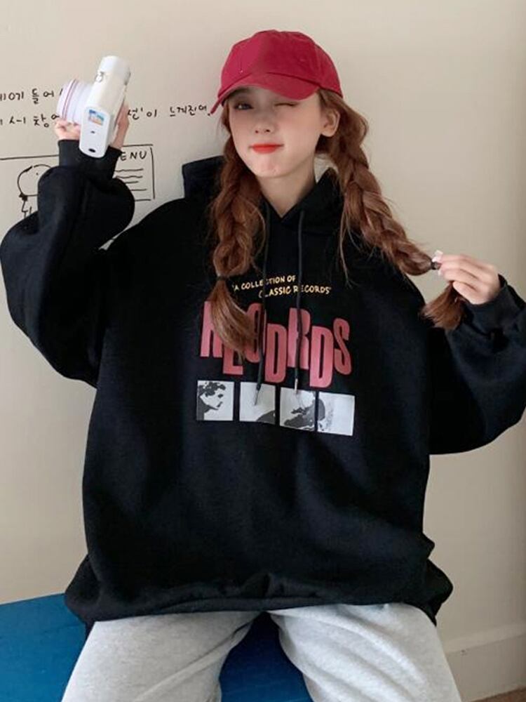 ブラックベルベットフードスウェット スプリングオータムスタイルトップス 春物 秋物 試着室10102314304