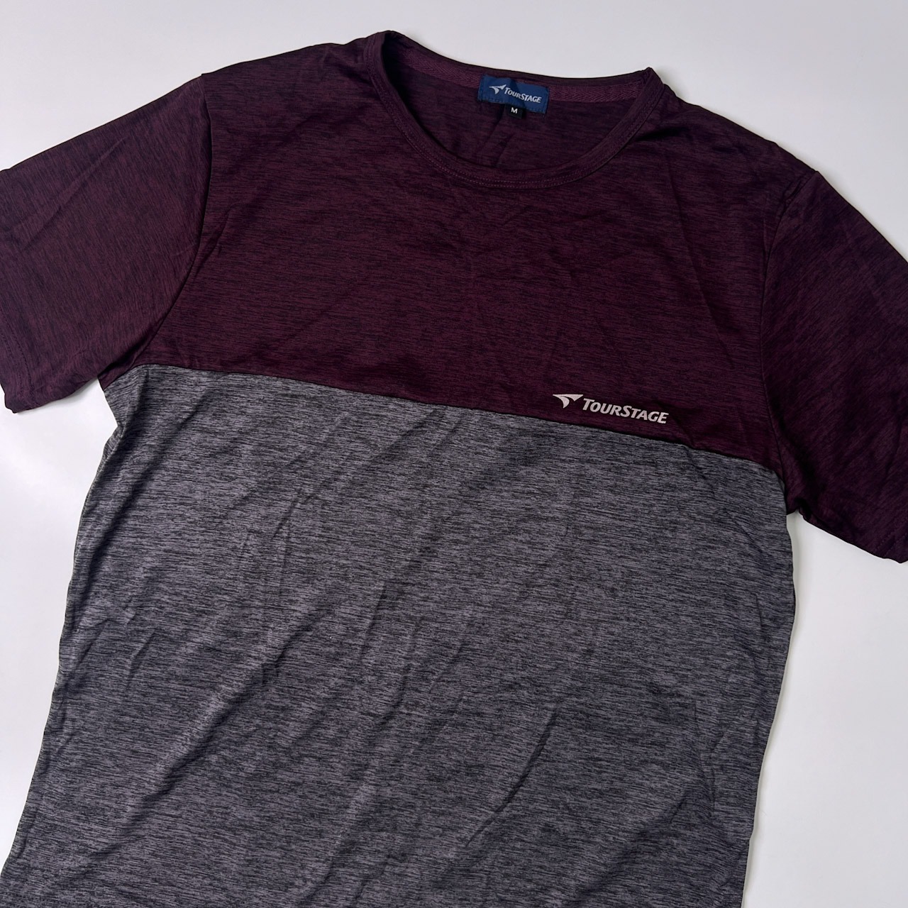TOURSTAGE ツアーステージ バイカラー 切替 ドライ 半袖Tシャツ M/パープル グレー/ゴルフ