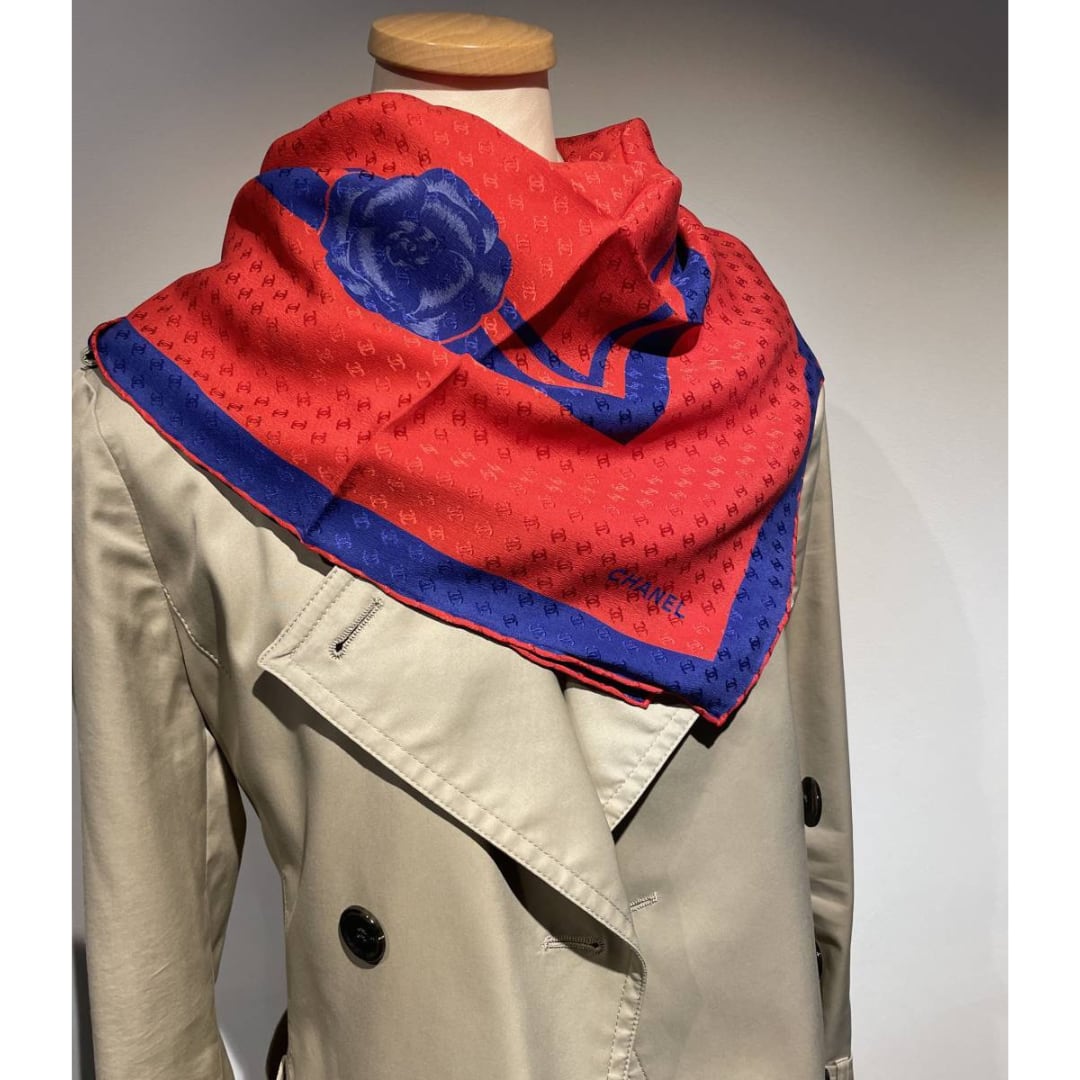 SALE！】ほぼ未使用 CHANEL シャネル スカーフ カメリア ココマーク 