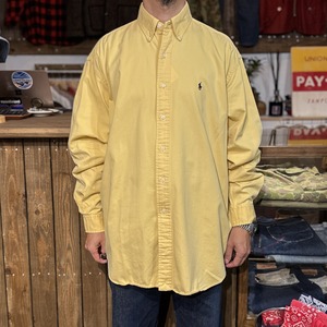 1990's～  POLO by Ralph Lauren LONG SLEEVE COTTON B.D. SHIRT BLAIRE  【サイズ表記 L】 / 1990年代～  ポロ ラルフローレン 長袖 コットン シャツ 【着画有り】