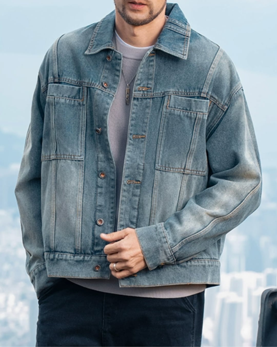 ヴィンテージ オーバーサイズデニムジャケット E0031