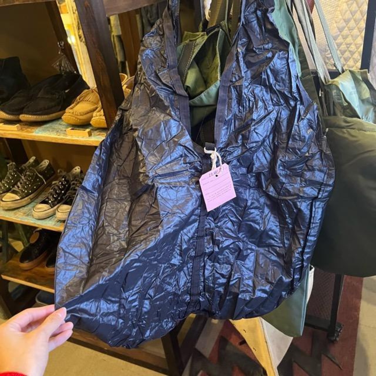 France Parachute shoulder bag Black dyed　フランス　パラシュートショルダーバッグバッグ ブラック染　ショルダーバッグ