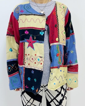 90s embroidery cotton jacket