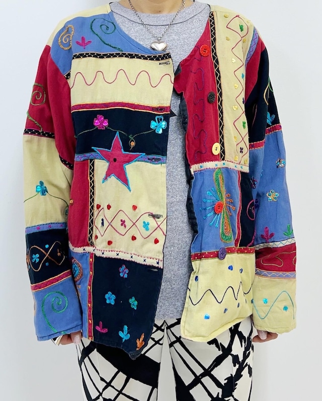 90s embroidery cotton jacket