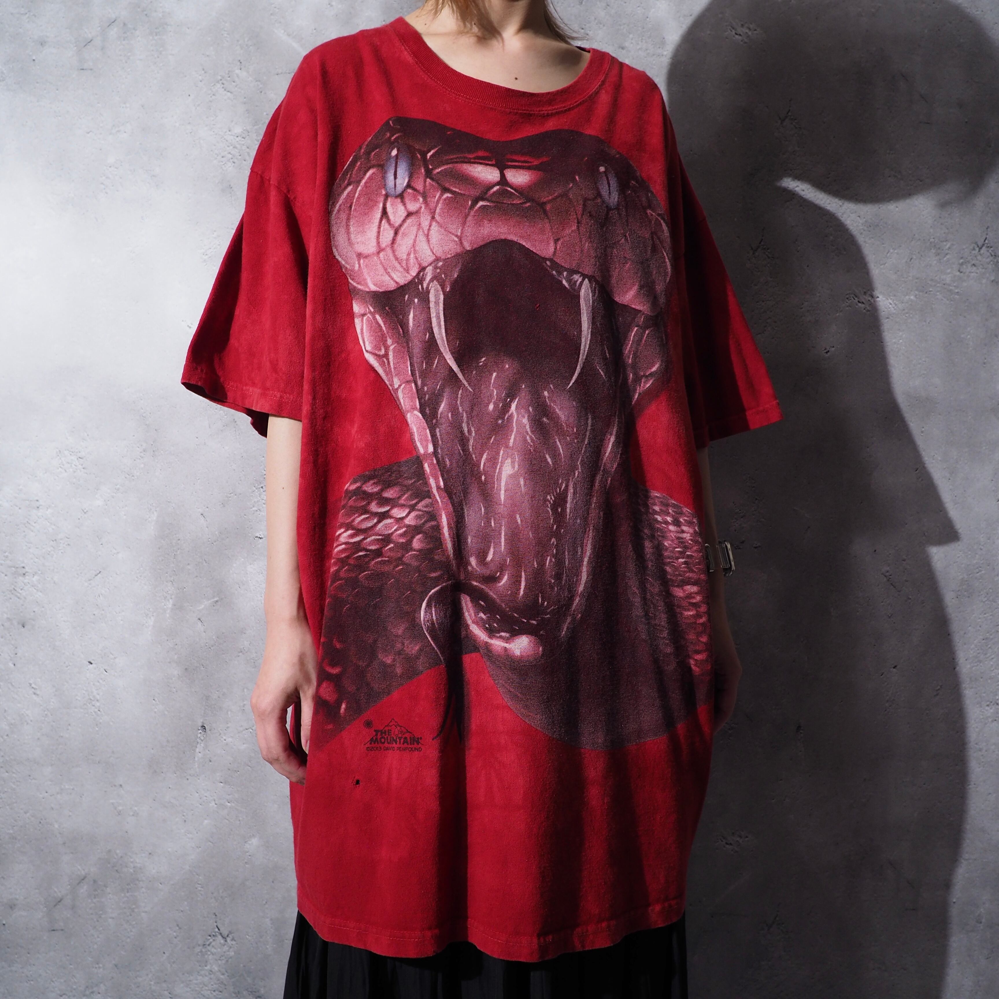 憤怒 - Huge viper printed Yarn-dyed loose Tee