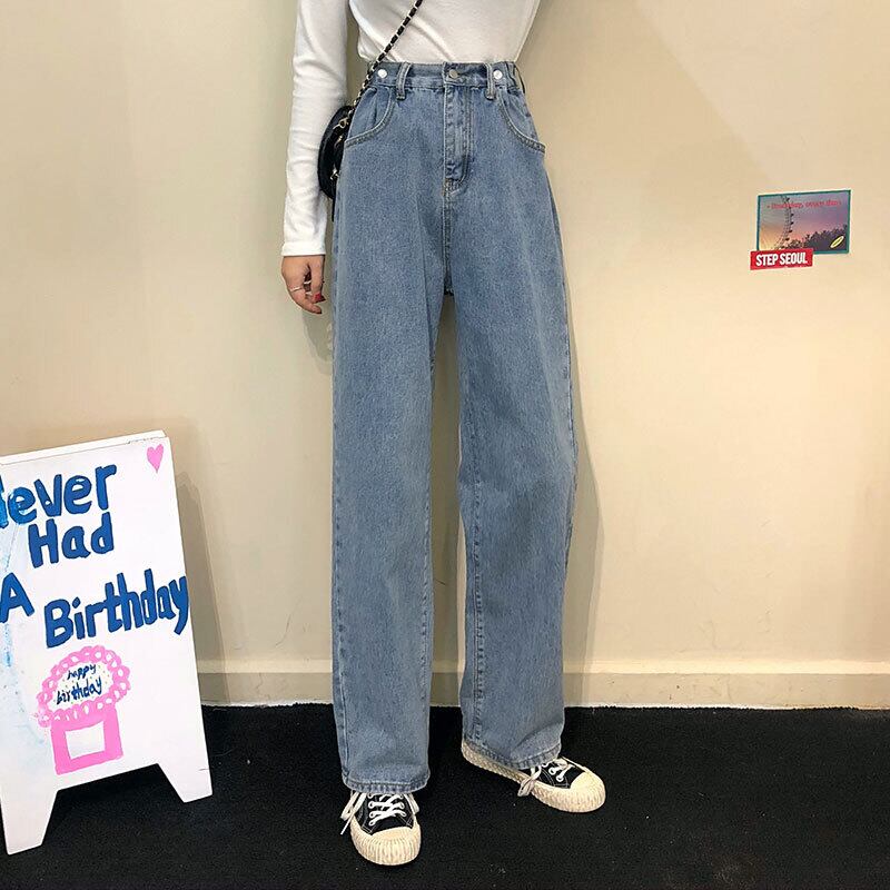 オータムルーズスタイルハイウェストウェストスリムパンツ ジーンズ レディースカジュアルワイドレッグ 秋物 ワイドパンツ 萌量不足51079493696