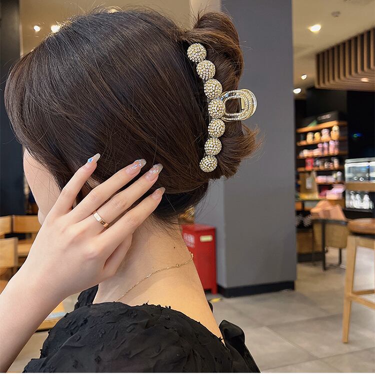 バンスクリップ ラインストーン付き 髪留め ヘアアクセ キラキラ 髪 ...