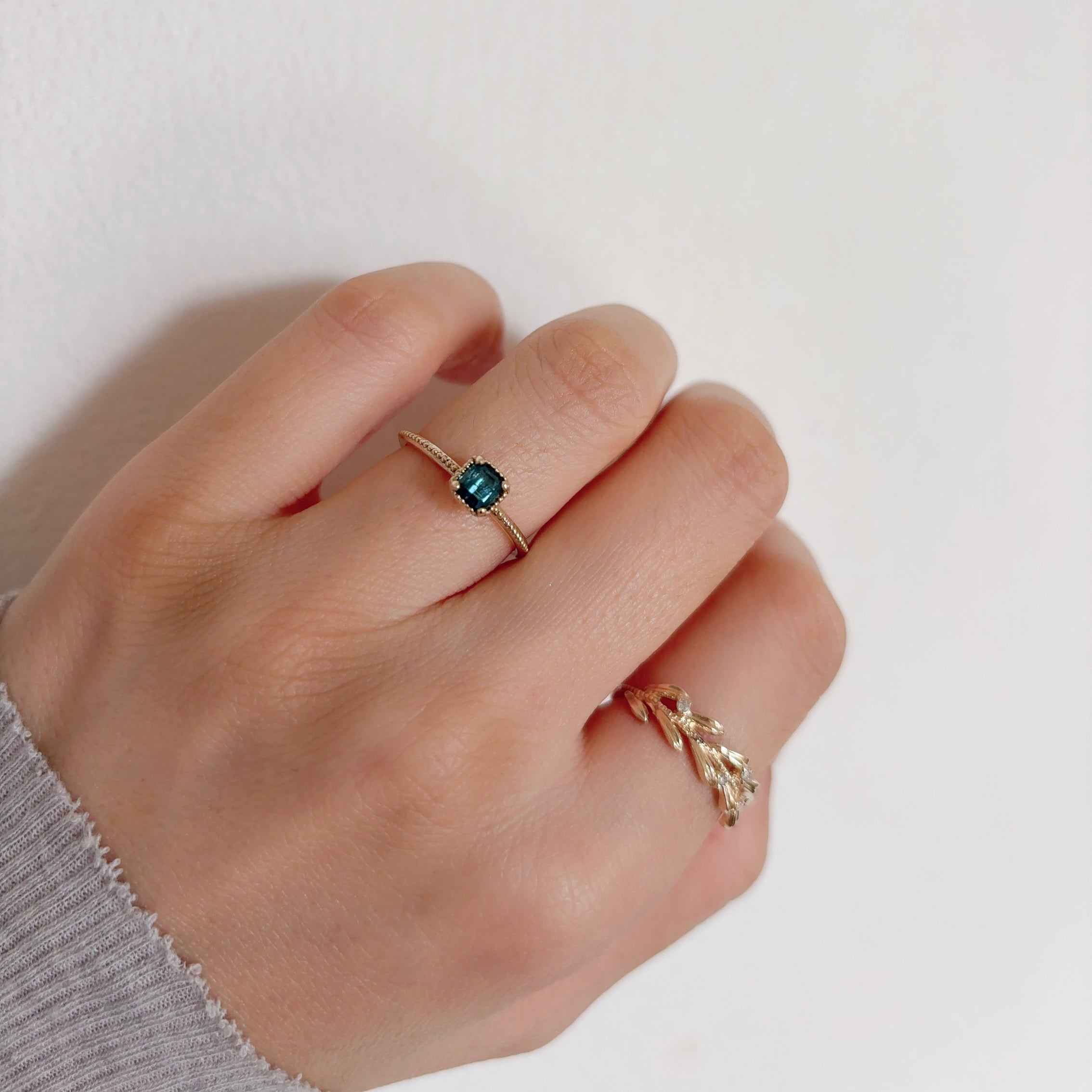 バイカラートルマリン（blue） リング / K10YG | DoubleMoon jewelry