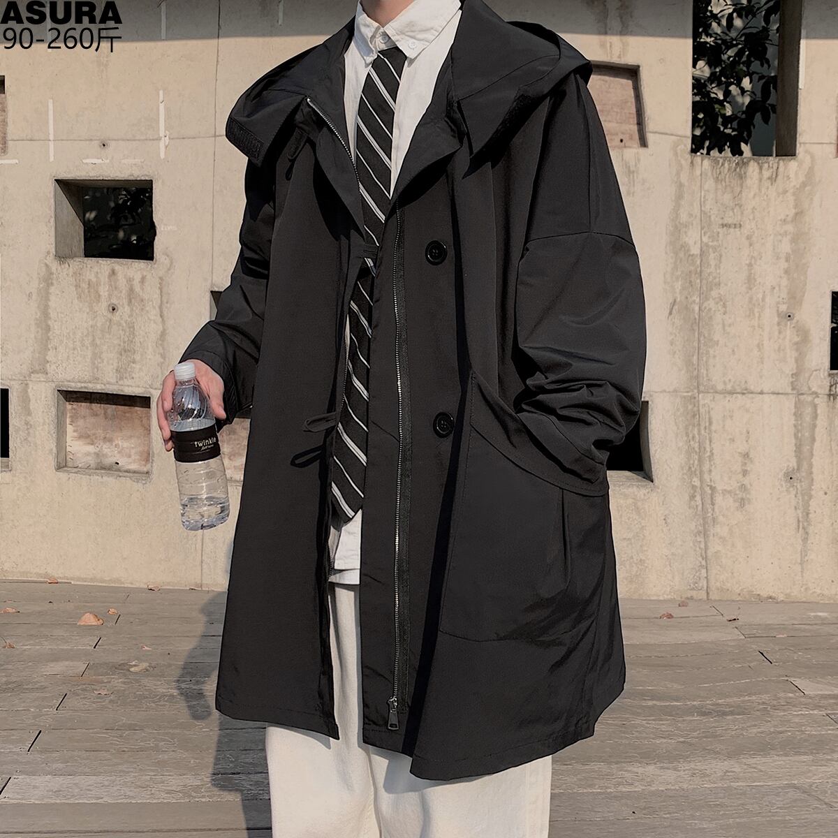 フードジャケット ルーズスプリングスタイル 大きめサイズ 春物 ASURAプラスサイズメンズ35781823180