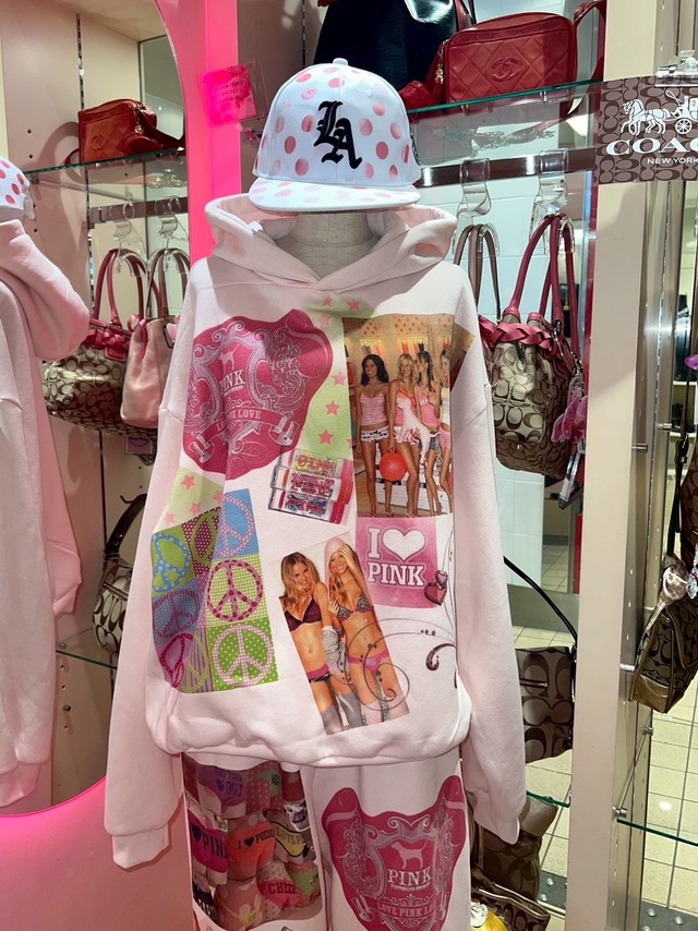 Printed PINK Hoodie pink   y2k