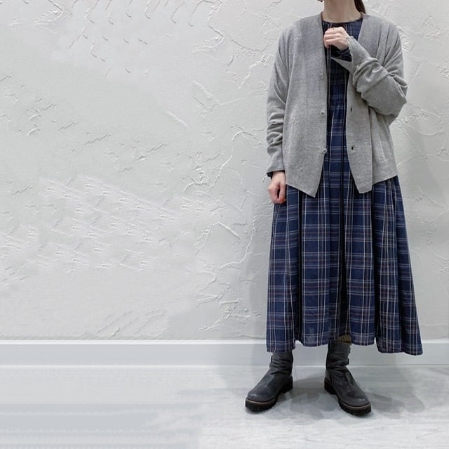 pas de calais 植物染めコットンウールバックドレープカーディガン