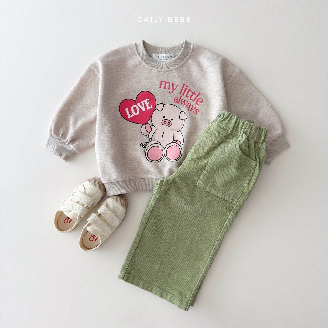 【取寄】Dailybebe マイリトルトレーナー ピッグ ラビット|秋服|韓国子供服|26/AT