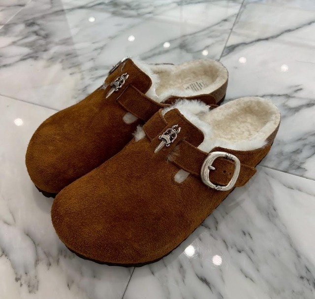 CHROME HEARTS クロムハーツ × BIRKENSTOCK Boston Limited Silver Dagger Suede Leather Sandals サンダル