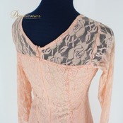 社交ダンス 衣装 スタンダード ドレス ワンピース パーティ衣装 女性用 レディース オールシーズン Leirena レイリーナ 花柄 レース フロート フェミニン コーラルピンク 軽やか 流れる 機能的 デザイン 上品 春夏秋冬 結婚式 二次会