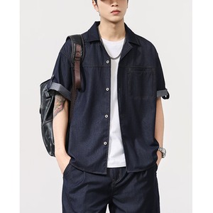 Front pocket design denim shirt P713