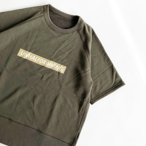 UNHALF DRAWING / SHORT SLEEVE SWEAT / BOX LOGO / KHAKI