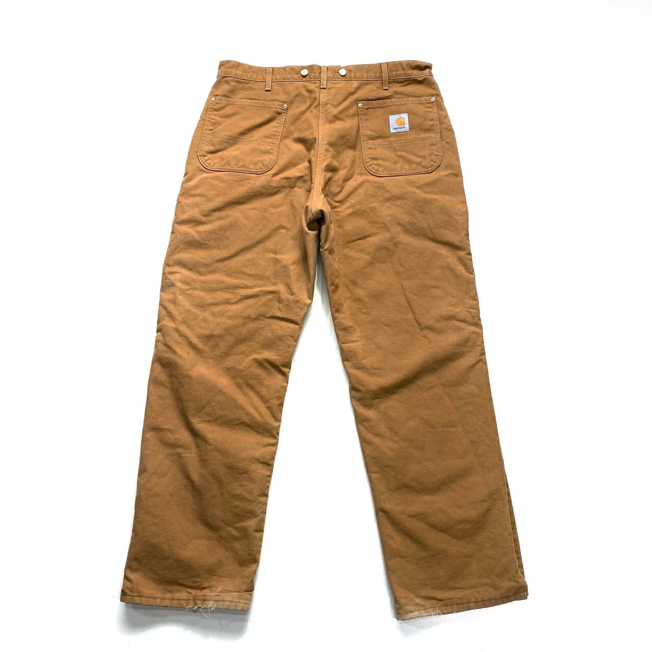 90年代 USA製 Carhartt カーハート ダック地 ワークパンツ ダブルニー メンズW38 古着 ペインターパンツ ベージュ キャメル 茶色  キルティングライナー 裾ジップ 90s ヴィンテージ ビンテージ【ロングパンツ】【CS2211-30】 | cave 古着屋【公式】古着通販サイト