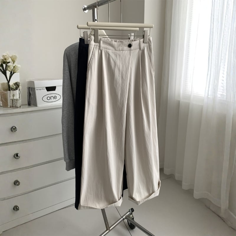 ラップ風 ワイドレッグ ストレートパンツ ◆3color 204613