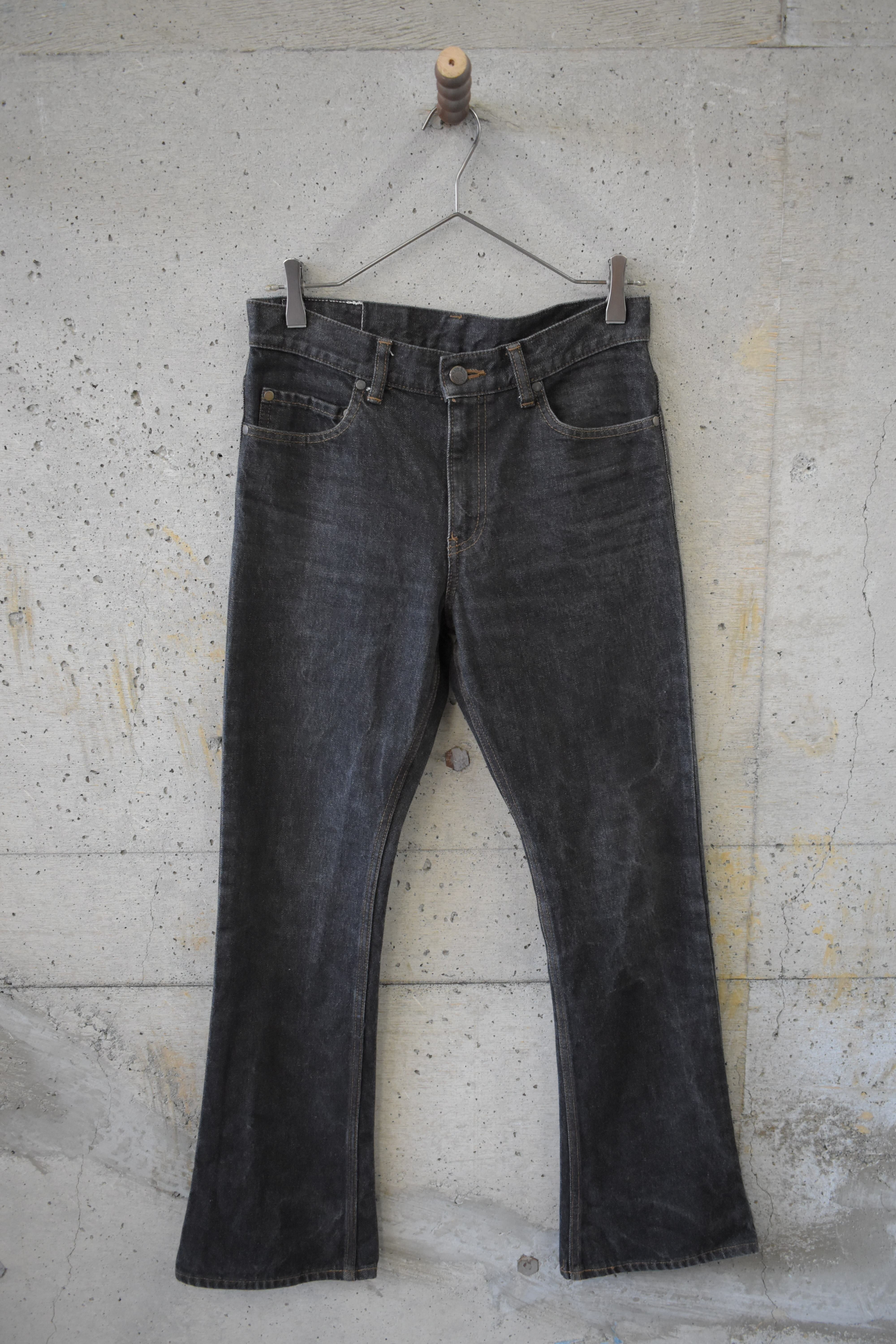 Flared black denim pants
