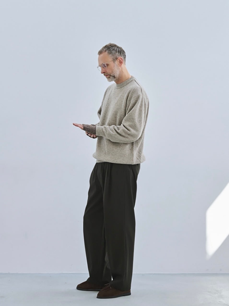 STILL BY HAND “ 7G Melange Pullover ( Melange Beige )”