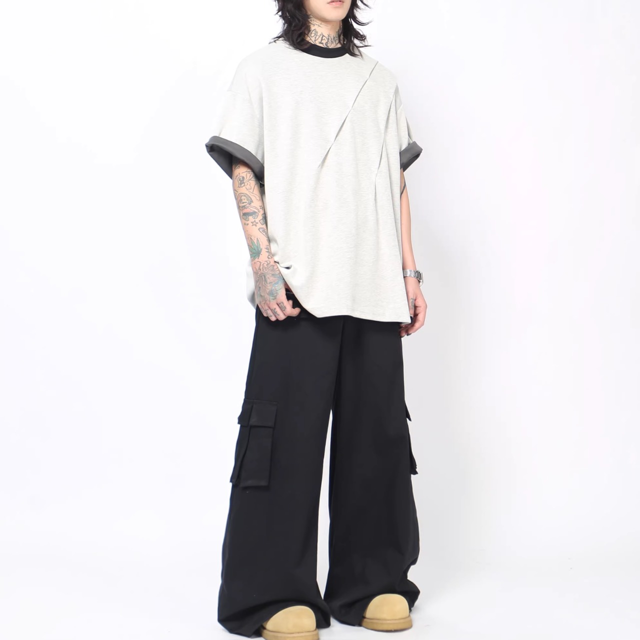 バイカラー ステッチアクセント ハーフスリーブ  　TB1823・画像5