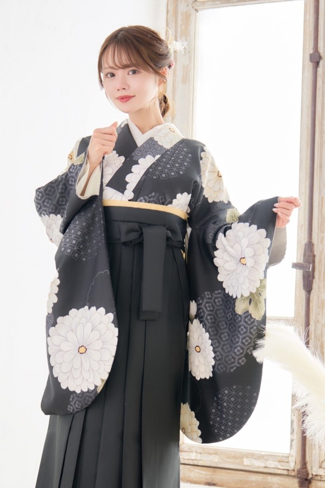 【袴4点set】丸菊の幻想しらべ（黒地）72BK/IV