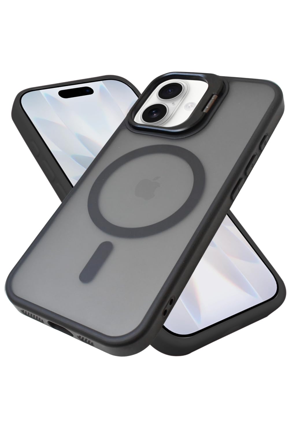 シズカウィルRe iPhone 17 用 スマホケース MagSafe対応 耐衝撃 スタンド付き ワイヤレス充電 マット ブラック 1個入り