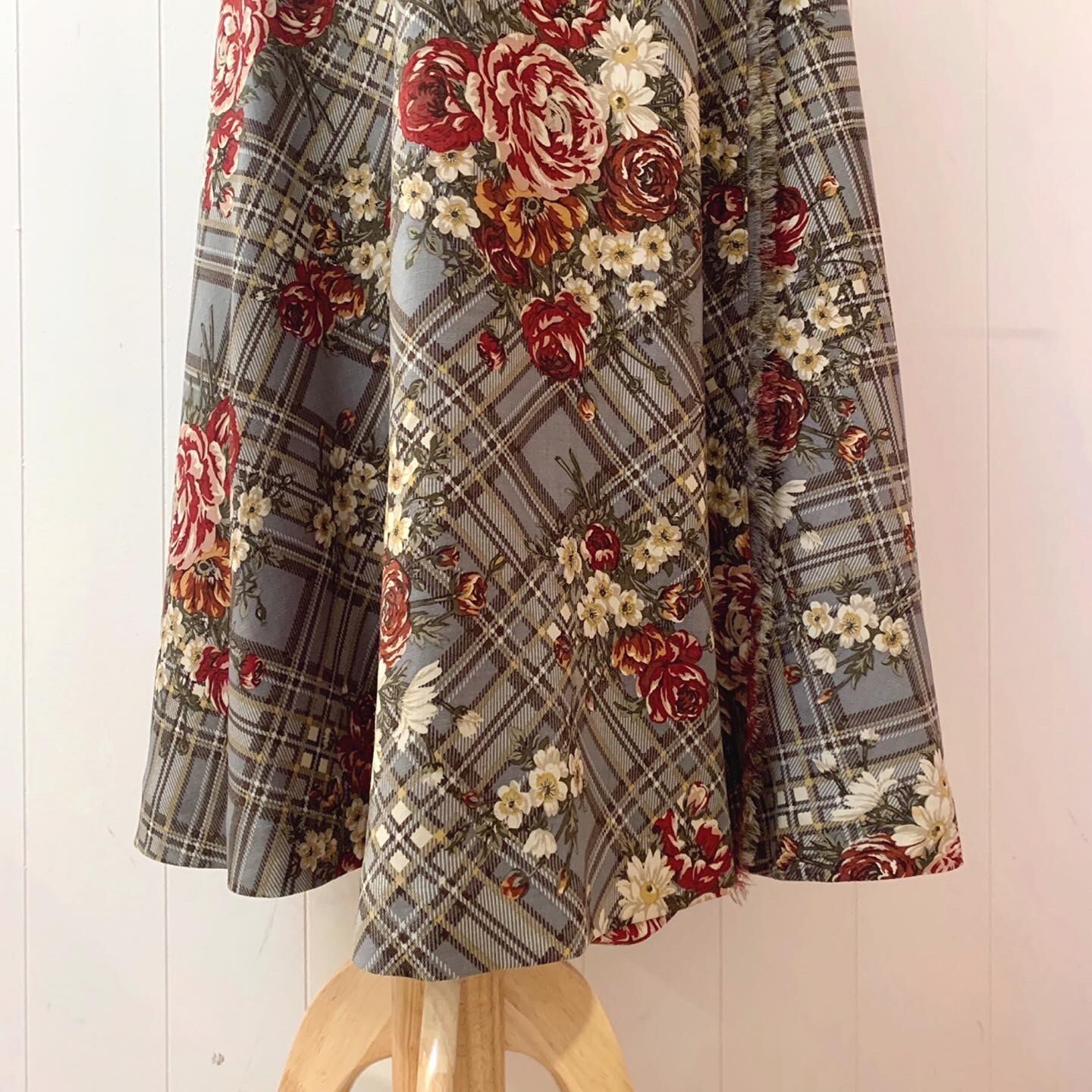 INGEBORG / rose check wrap skirt