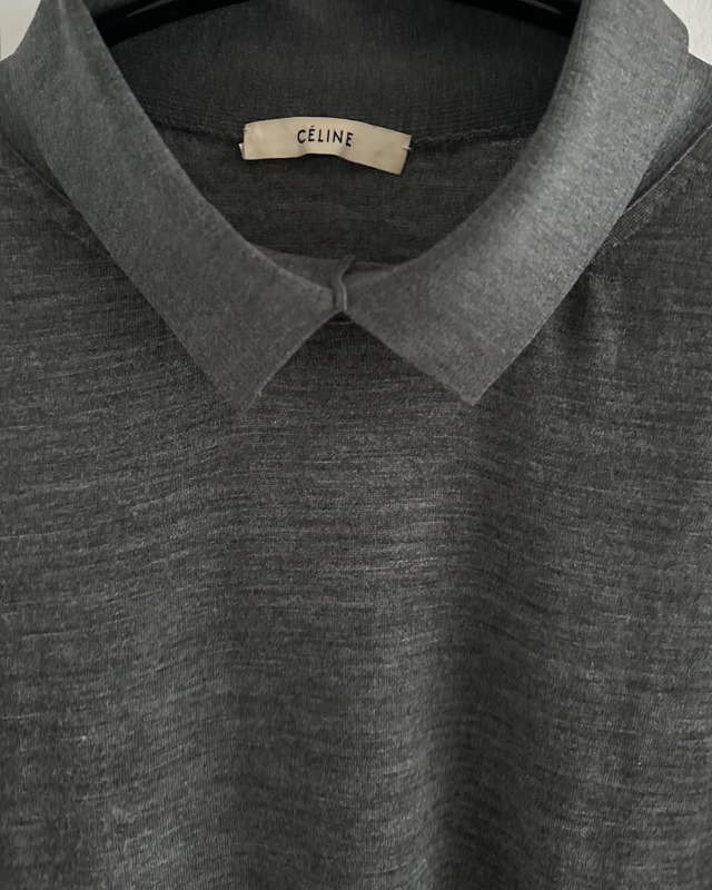 CÉLINE by Phoebe philo　SILK COLLAR FINE WOOL KNIT