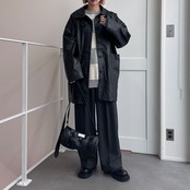 【受注販売】レザーライクオーバーJK/ブラック