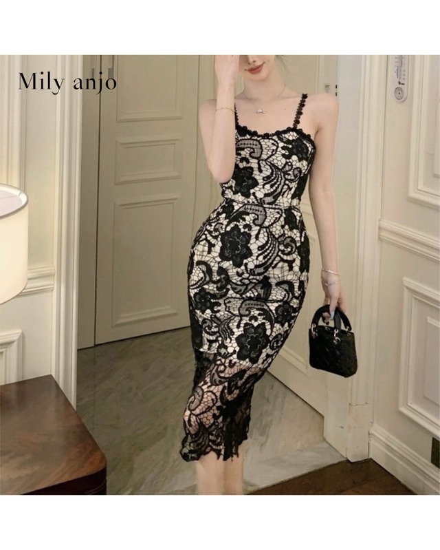 【即納】フラワーレースキャミワンピース