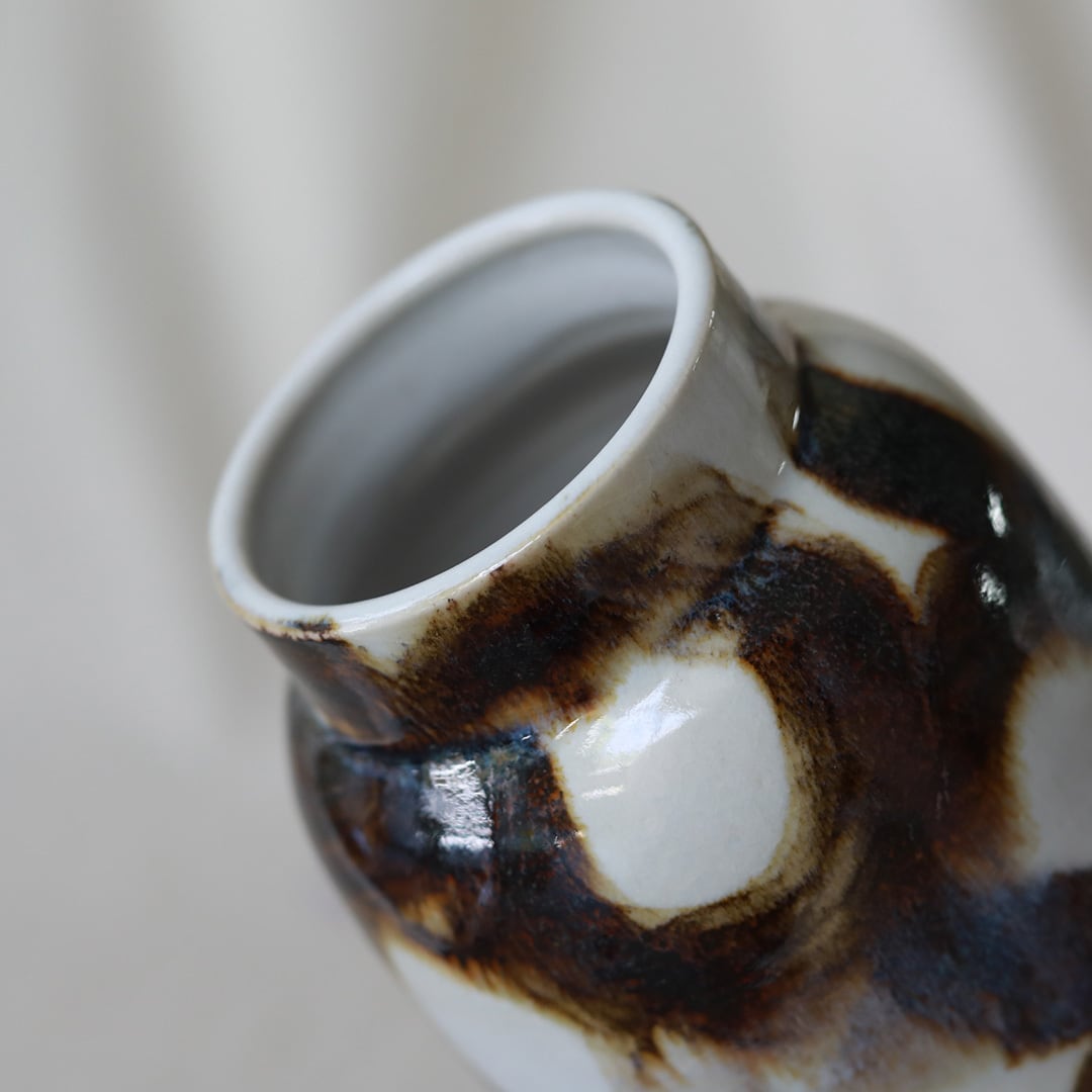 CANASA (カナサ) フラワーベース 鉄絵 [黄釉青ドット] ② 4~6 | FREEPARK