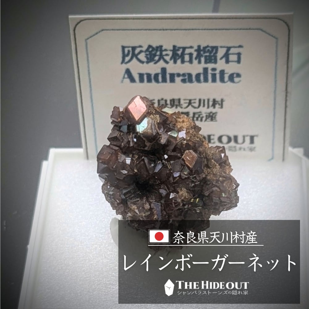 日本国産鉱物標本054 奈良県吉野郡天川村行者還岳レインボーガーネット 極彩色クラスター