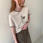 Cavalier Print Ringer Tee F0586