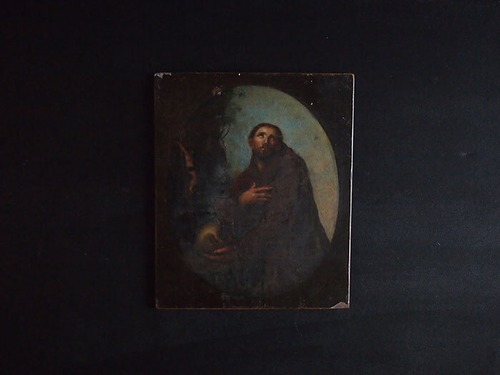 聖人と髑髏が描かれた板絵