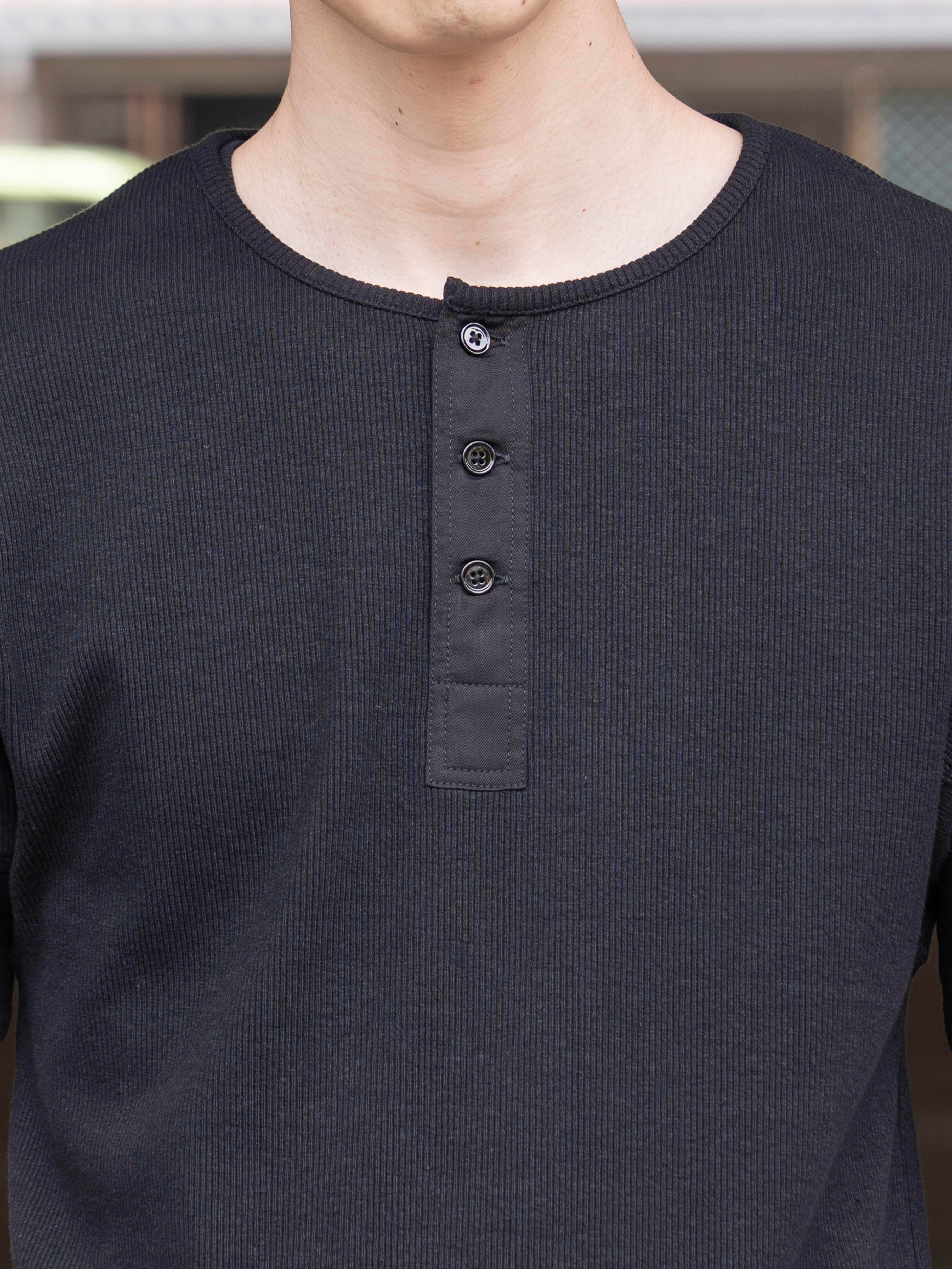 LEMAIRE RIB HENLEY TOP BLACK TS0007 LJ1030 | BEST PACKING STORE