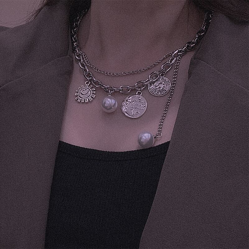 ネックレス レッドアクセサリー パールダブル レース 真珠 ブラック・アイド・ピーズ98510911507