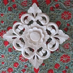 ブロックプリント生地【50cm単位】インド綿 花柄B くすみグリーン×赤 #44390-GR2