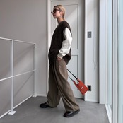 モールニットルーズvest/ブラウン