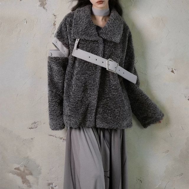 2way collar ベルトボアジャケット(kai0840)