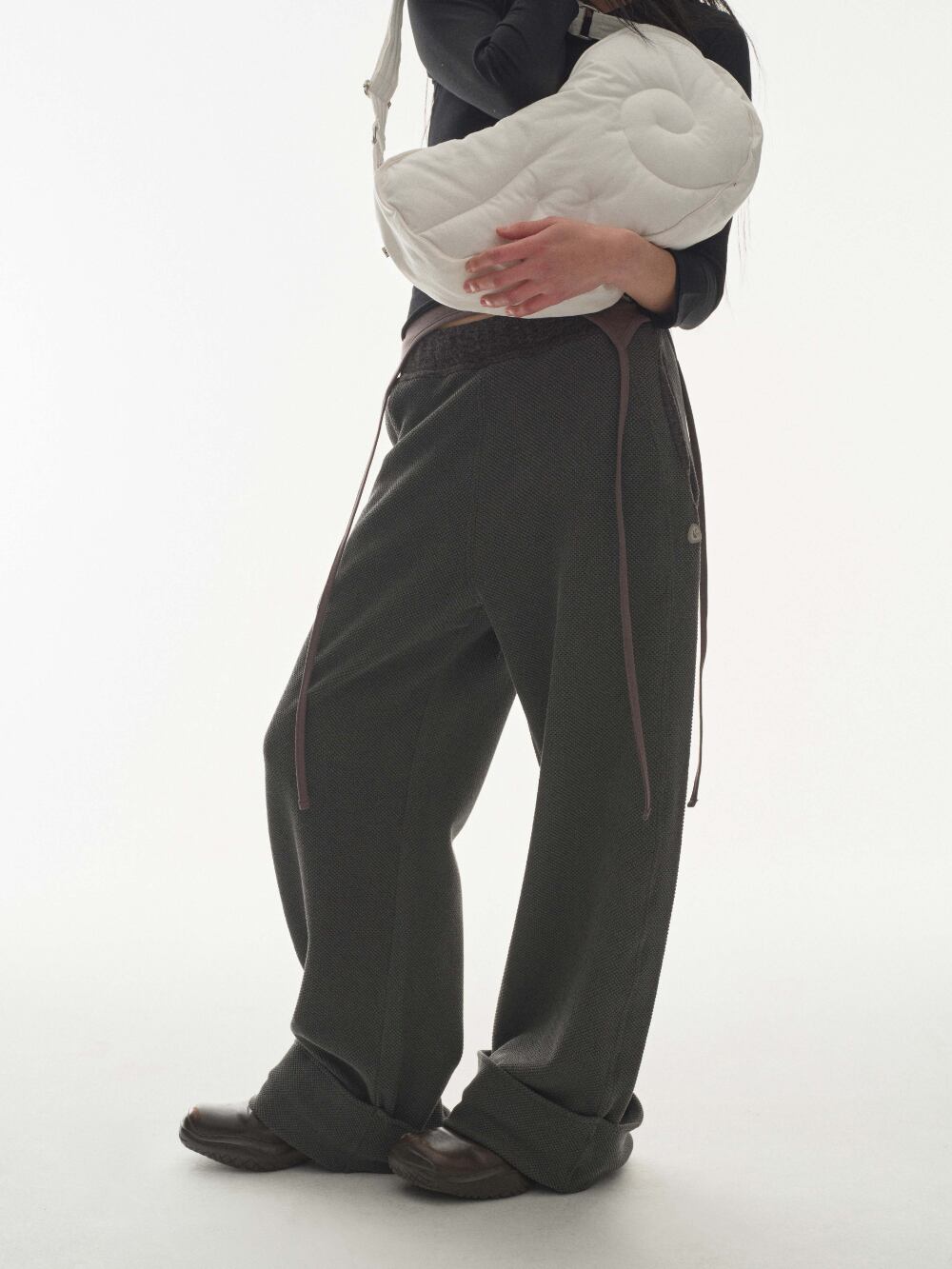 COYSEIO] RIBBED BAND PANTS CHARCOAL 正規品 韓国ブランド 韓国通販